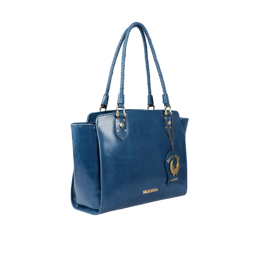 Indie 03 Blue Leather Tote Bag - Image 2