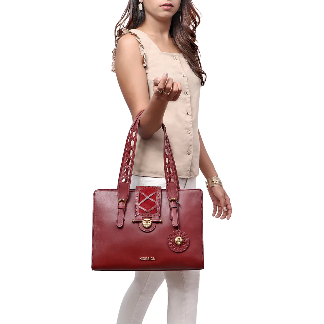 Jadis 02 Red Leather Tote Bag - Image 6