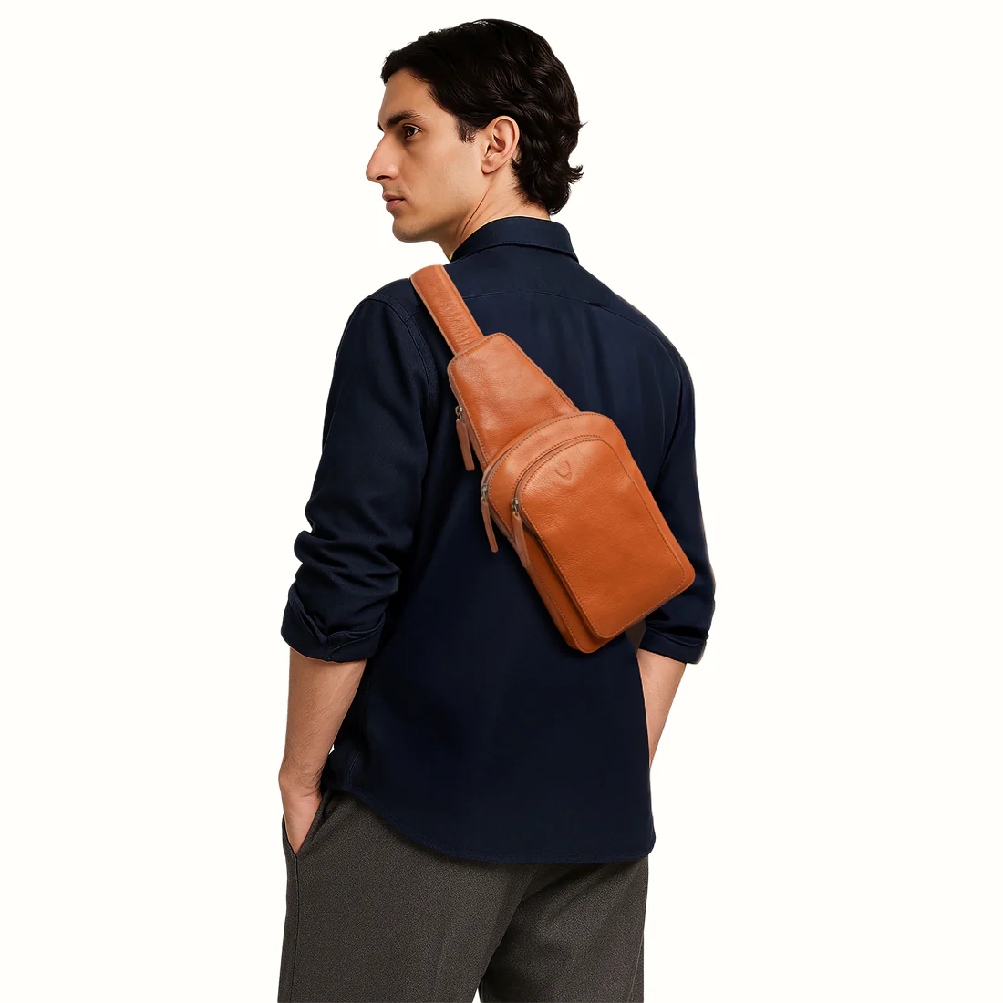 Jake Orange Leather Crossbody - Image 2