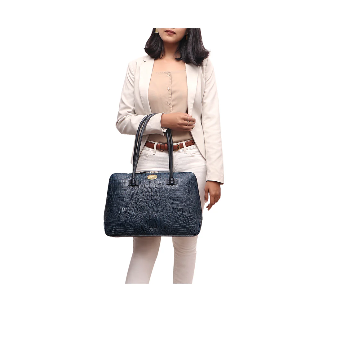 Jaxon Blue Leather Tote Bag - Image 5