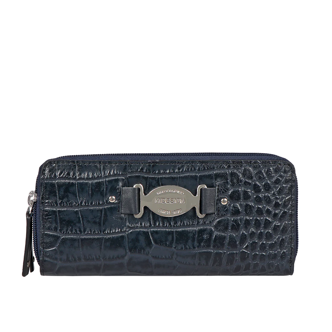 Jewel W2 Blue Leather Zip Around Wallet
