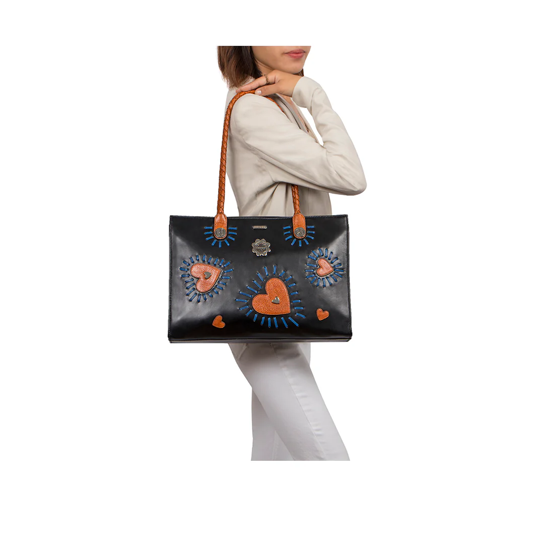 Joan 02 Black Leather Tote Bag