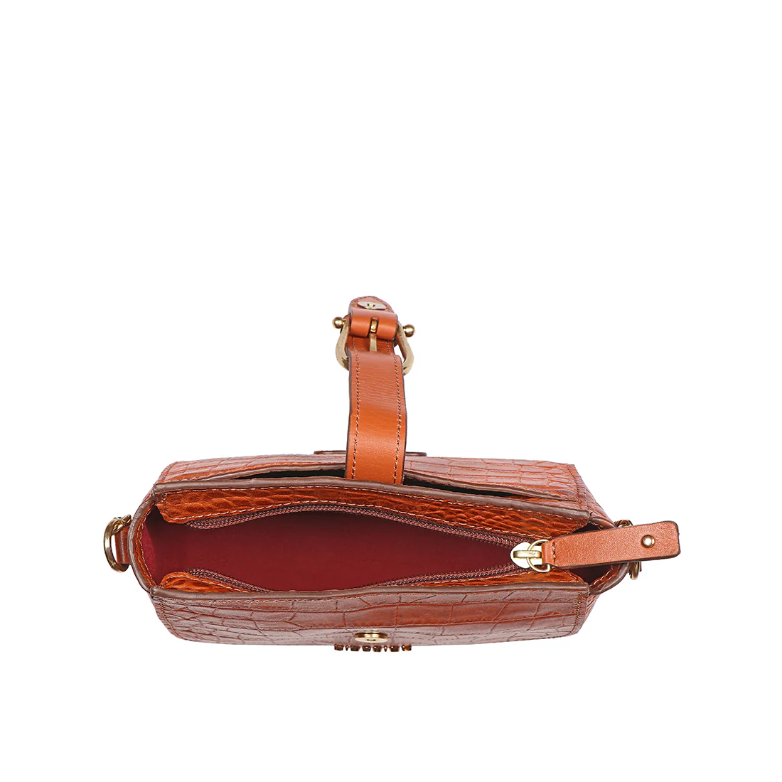 Joni 01 Orange Leather Sling Bag - Image 6