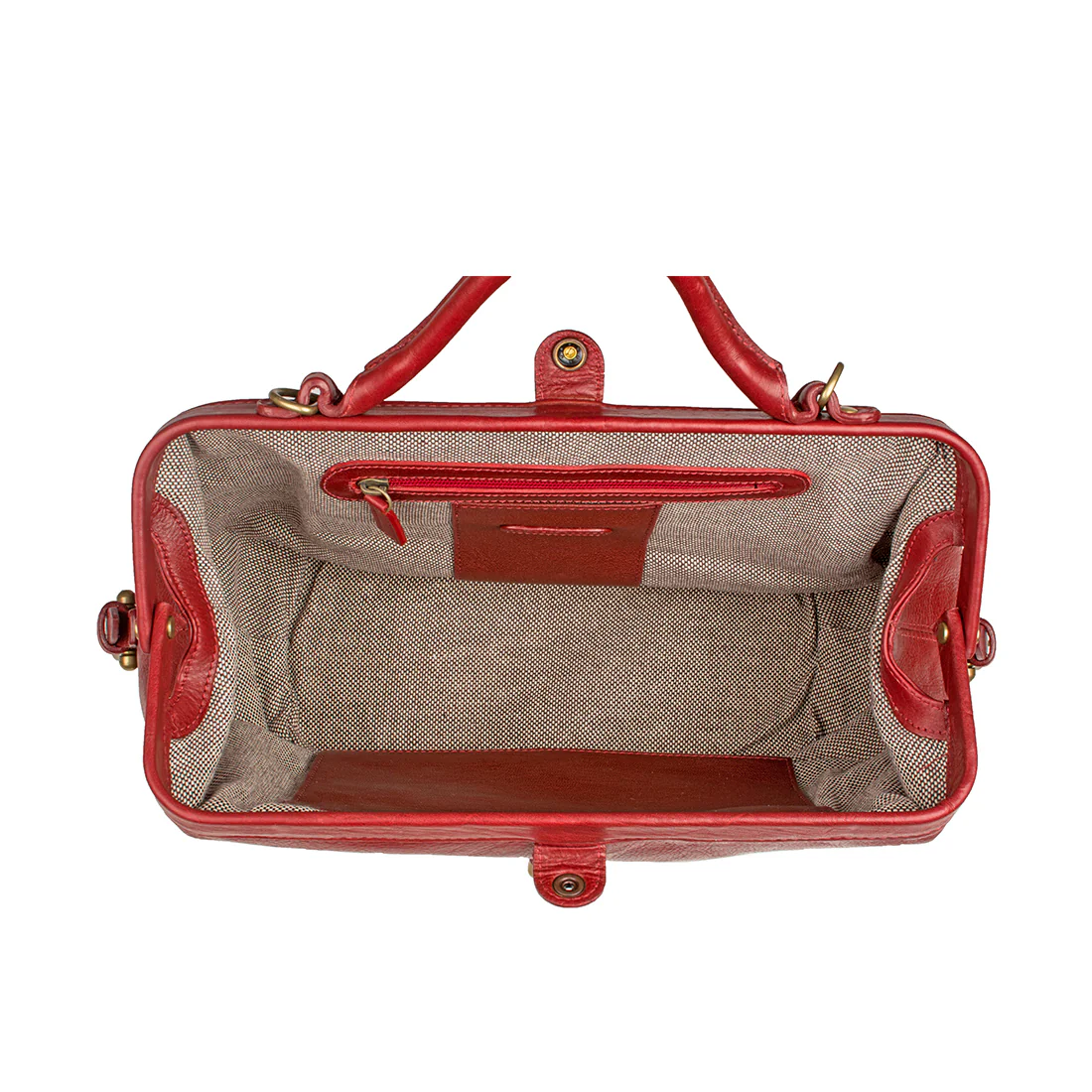 Julie Red Leather Satchel - Image 4