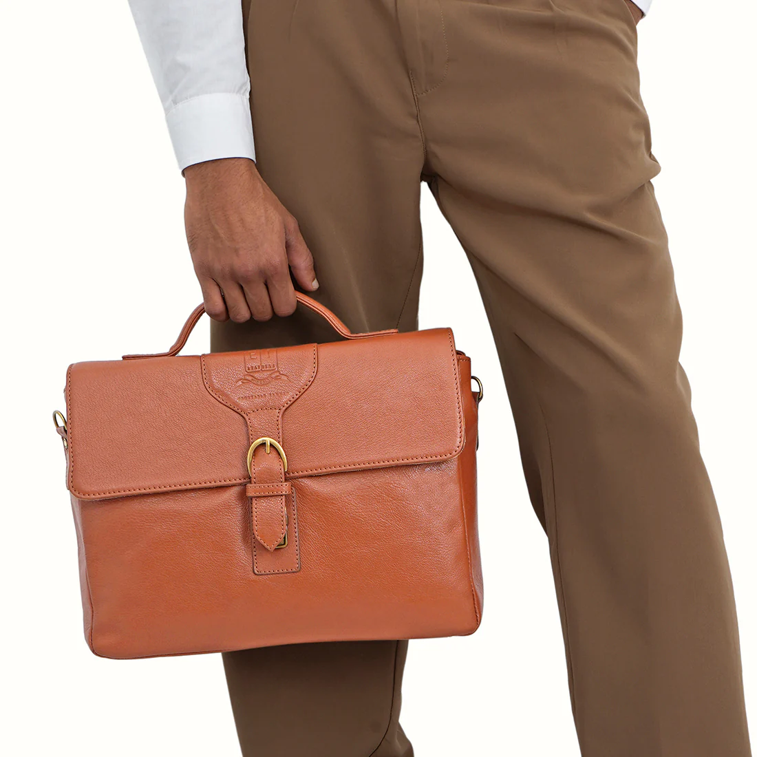 Juniper 01 E.I Tan Leather Briefcase
