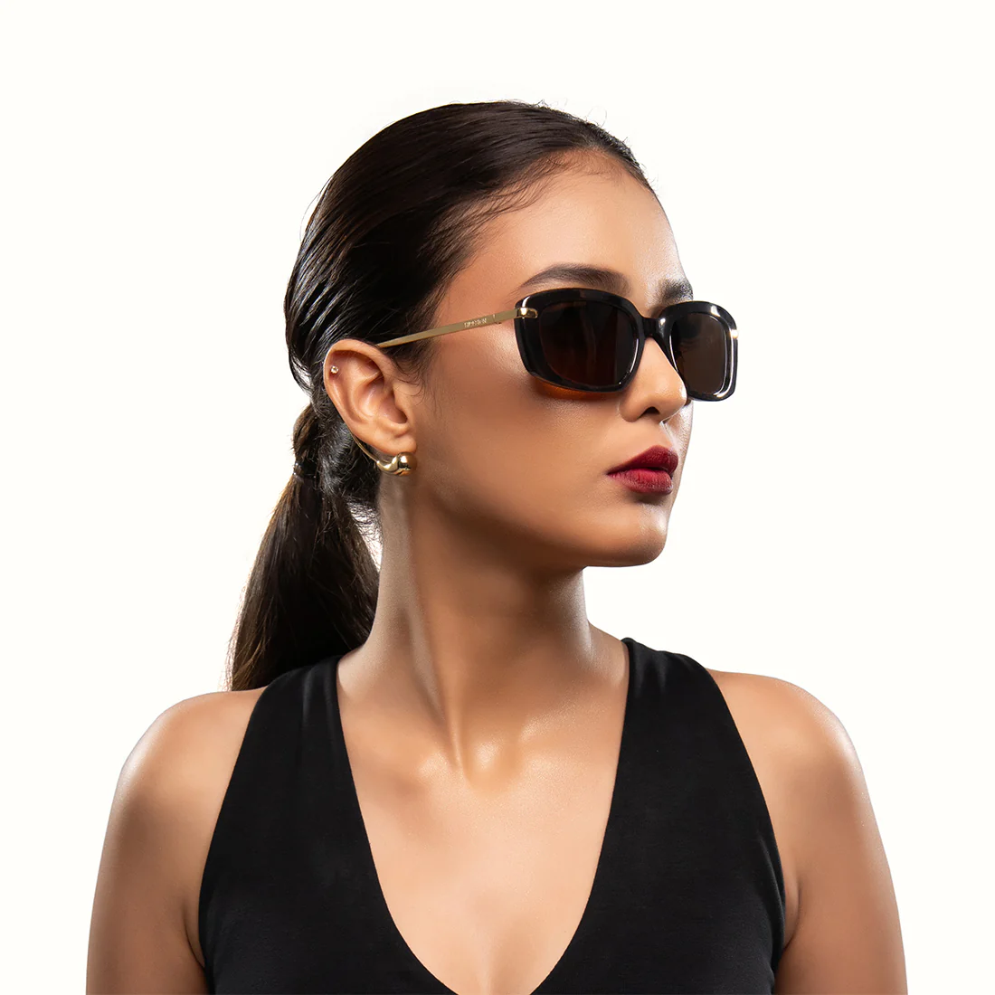Kea Women's Brown Rectangular Sunglasses - Image 2