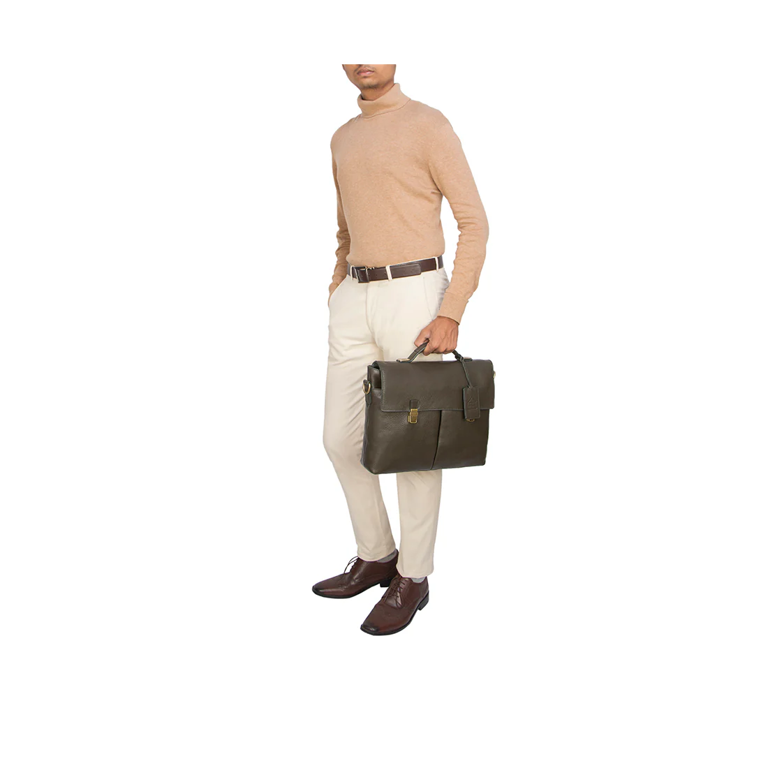 Kenji 01 Green Leather Messenger Bag