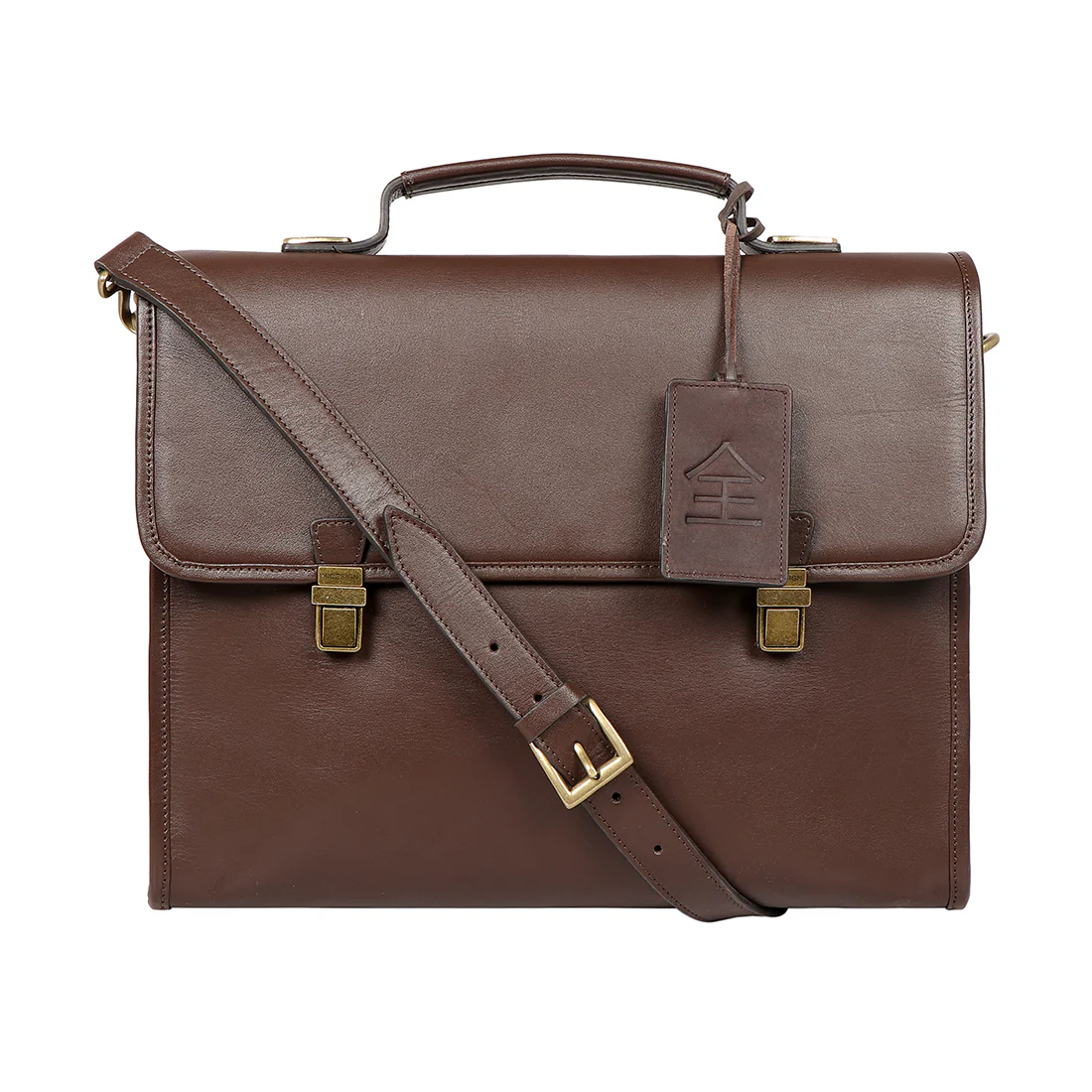 Kenji 03 Brown Leather Briefcase