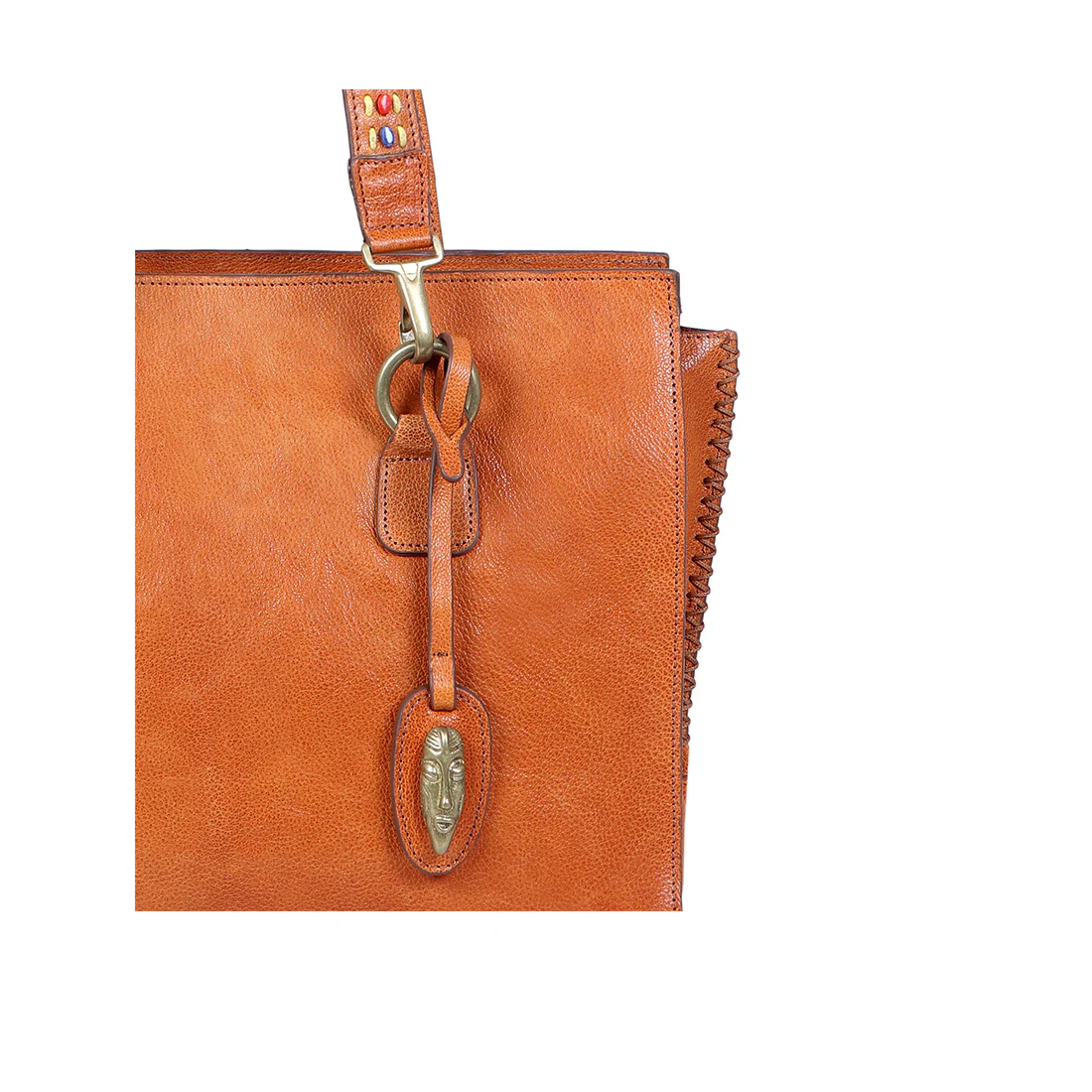 Kiboko 03 Orange Leather Tote Bag - Image 6