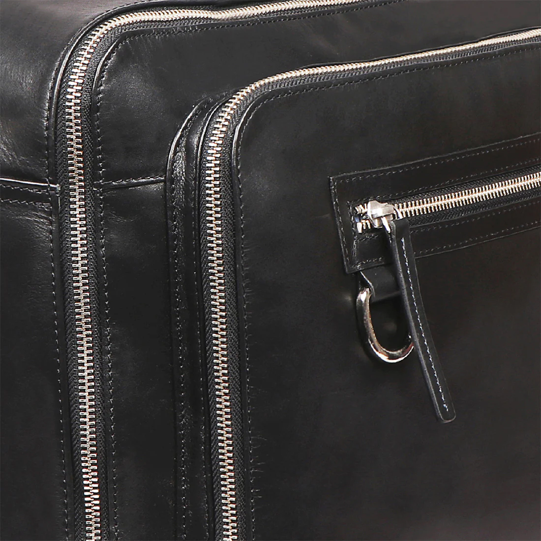 Le Mans 01 Black Leather  Messenger Bag - Image 3