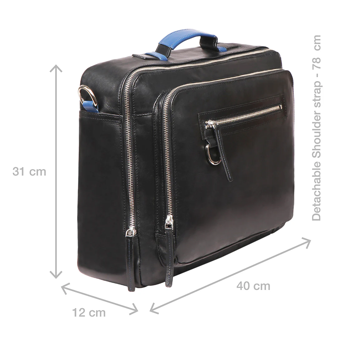 Le Mans 01 Black Leather  Messenger Bag - Image 5