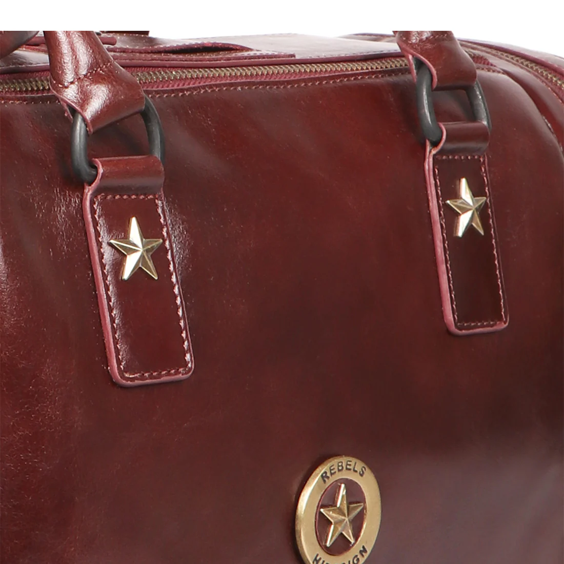 Lenin 03 Red Leather Duffle Bag - Image 5