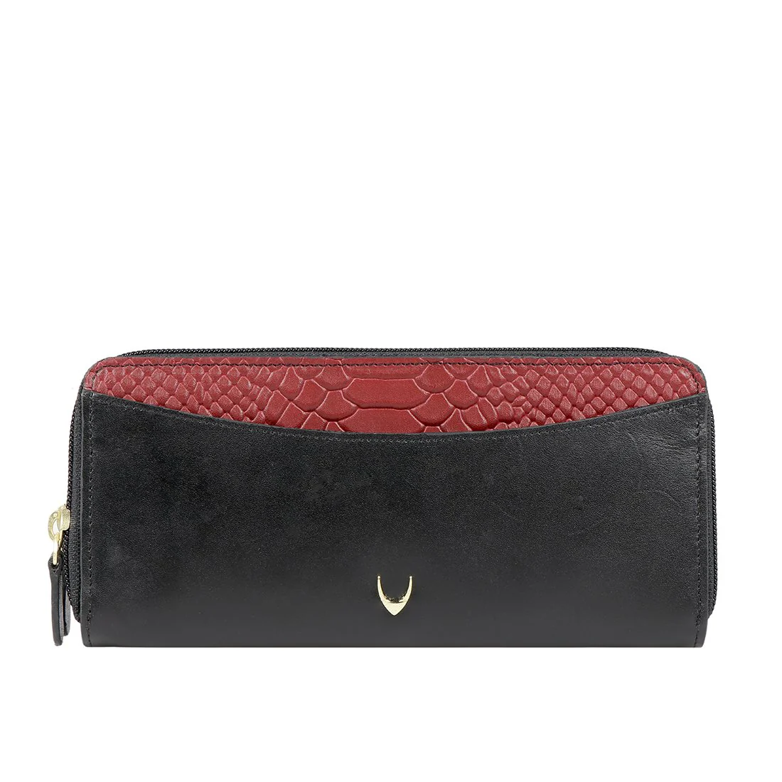 Lilac W1 Sb Black Leather Double Zip Around Wallet