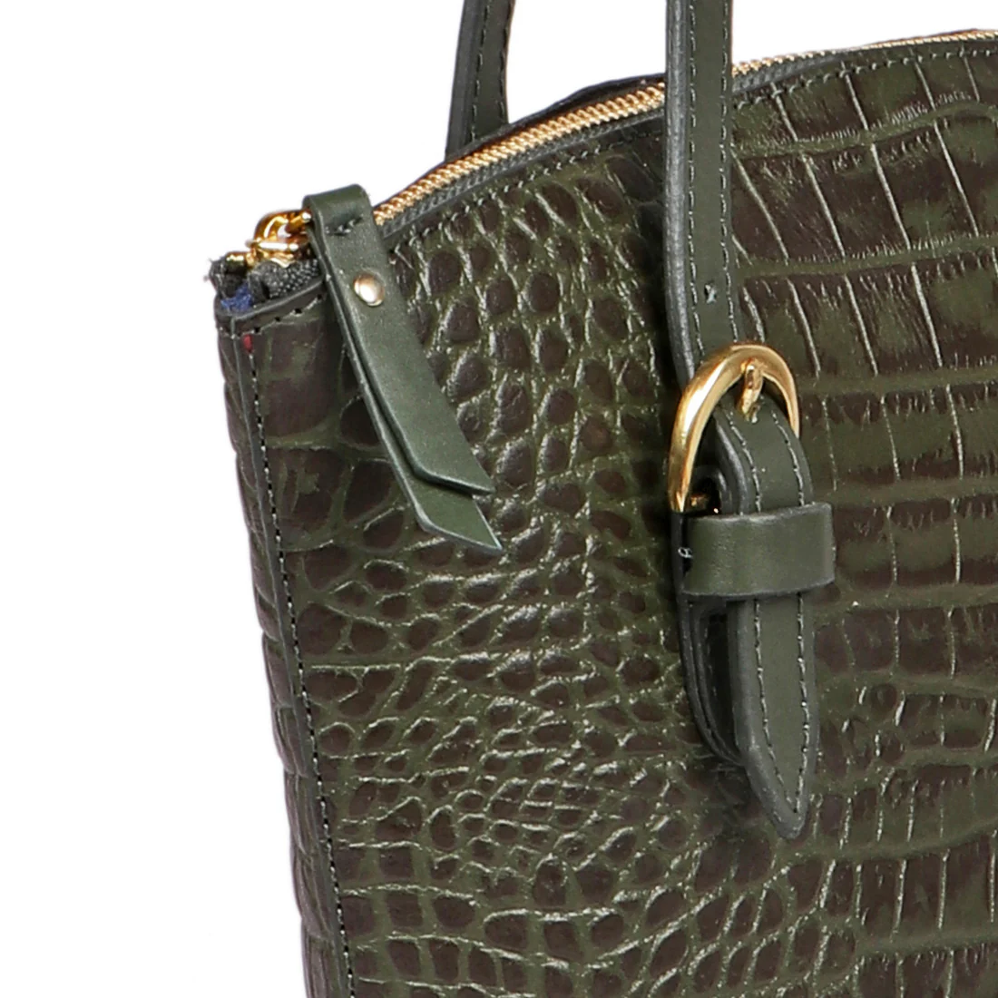Lima 03 Green Leather Tote Bag - Image 5