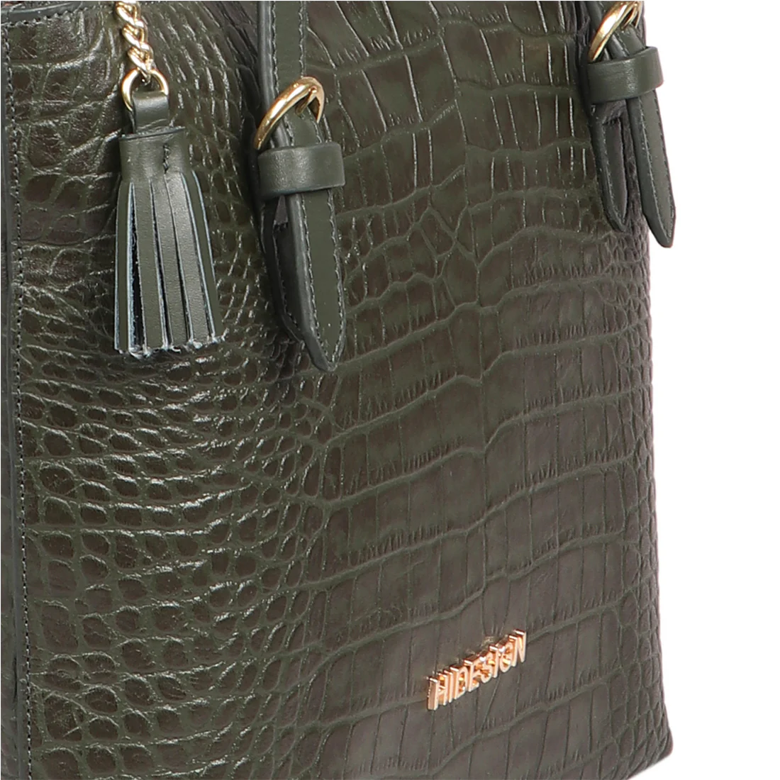 Lima 08 Green Leather Tote Bag - Image 5