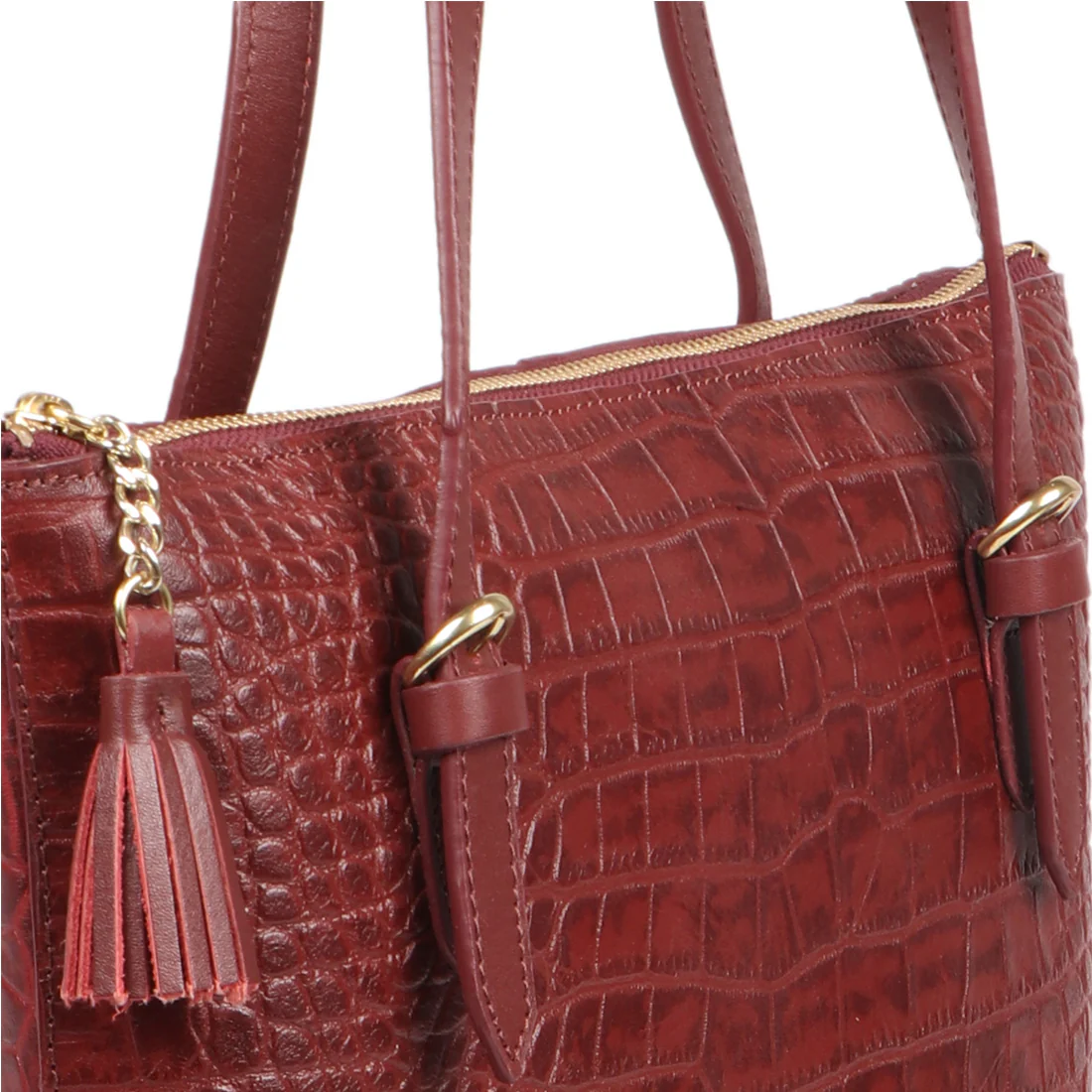 Lima 08 Red Leather Tote Bag - Image 5