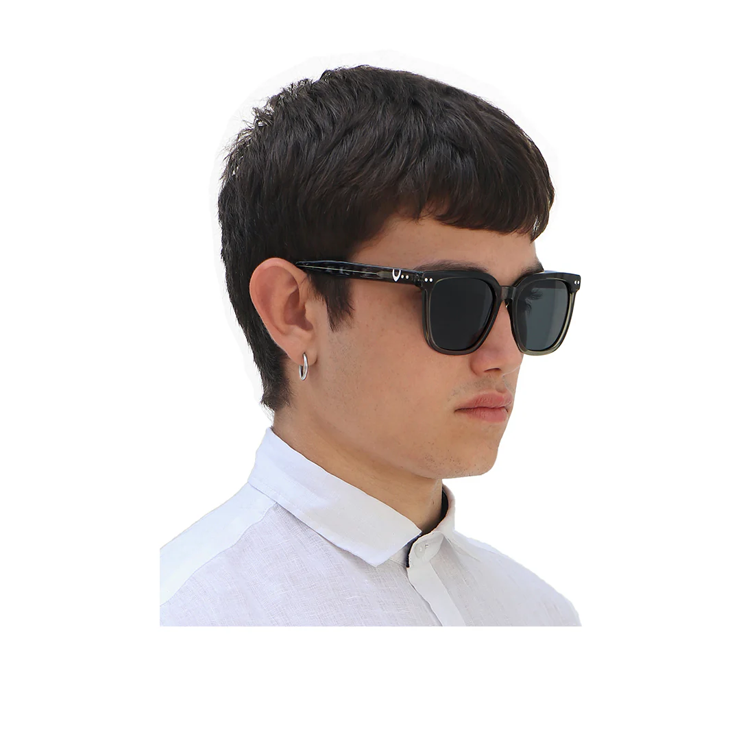 Lisbon Unisex Grey Square Sunglasses - Image 2