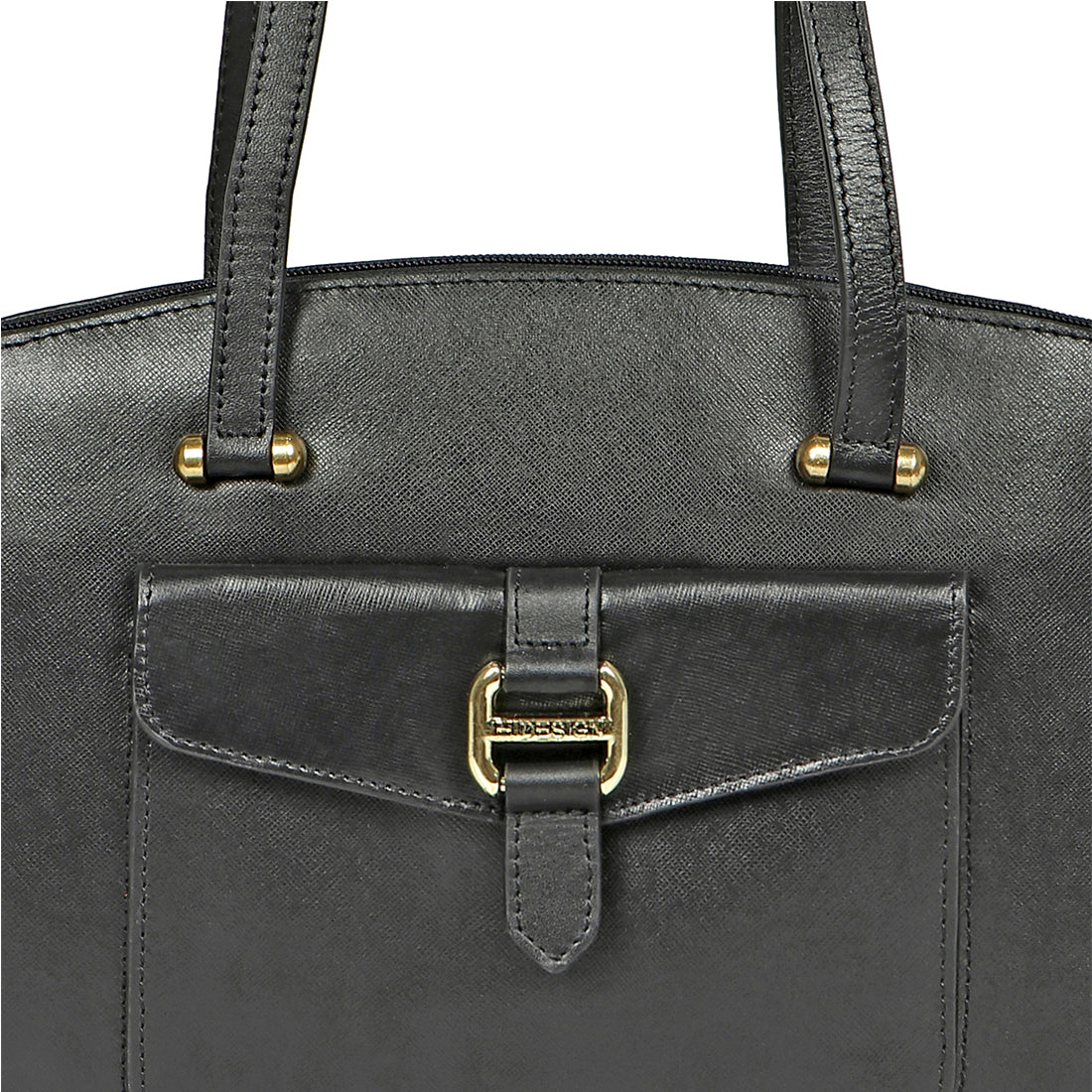 Lotus 02 Sb Black Leather Tote Bag - Image 5