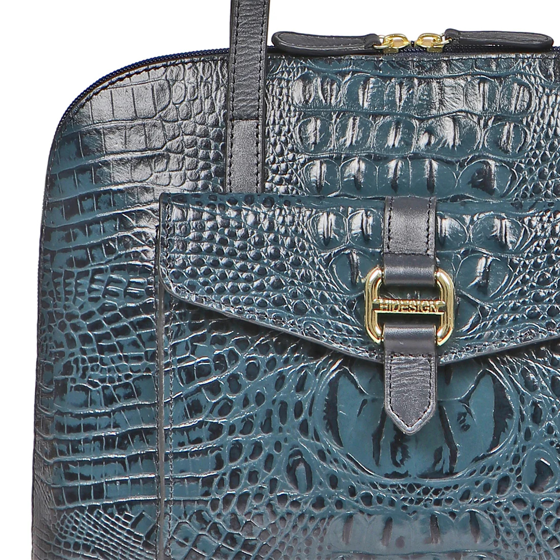 Lotus 03 Sb Blue Leather Tote Bag - Image 5