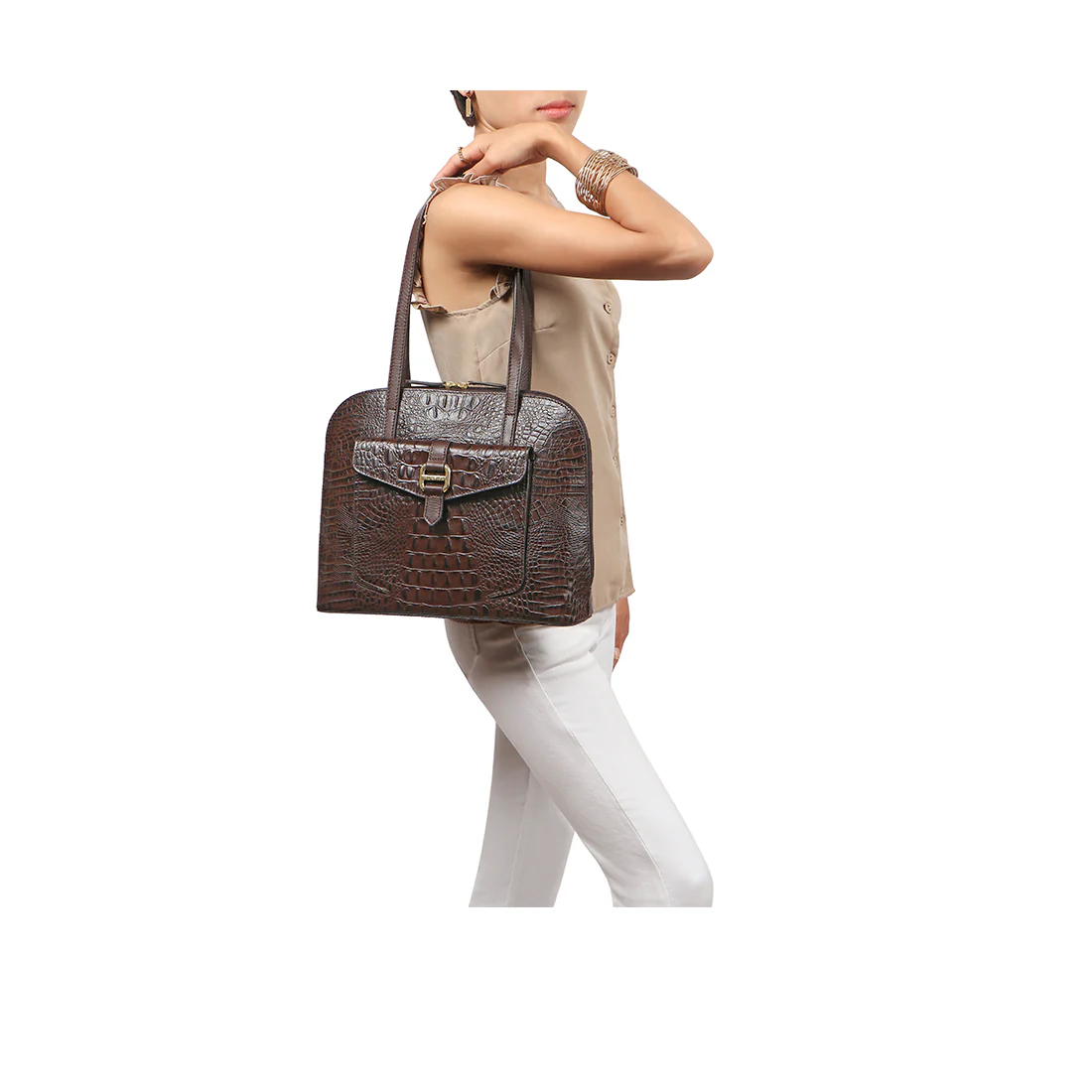 Lotus 03 Sb Brown Leather Tote Bag