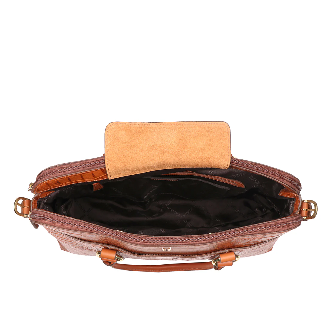 Lovato 01 Orange Leather Laptop Bag - Image 6