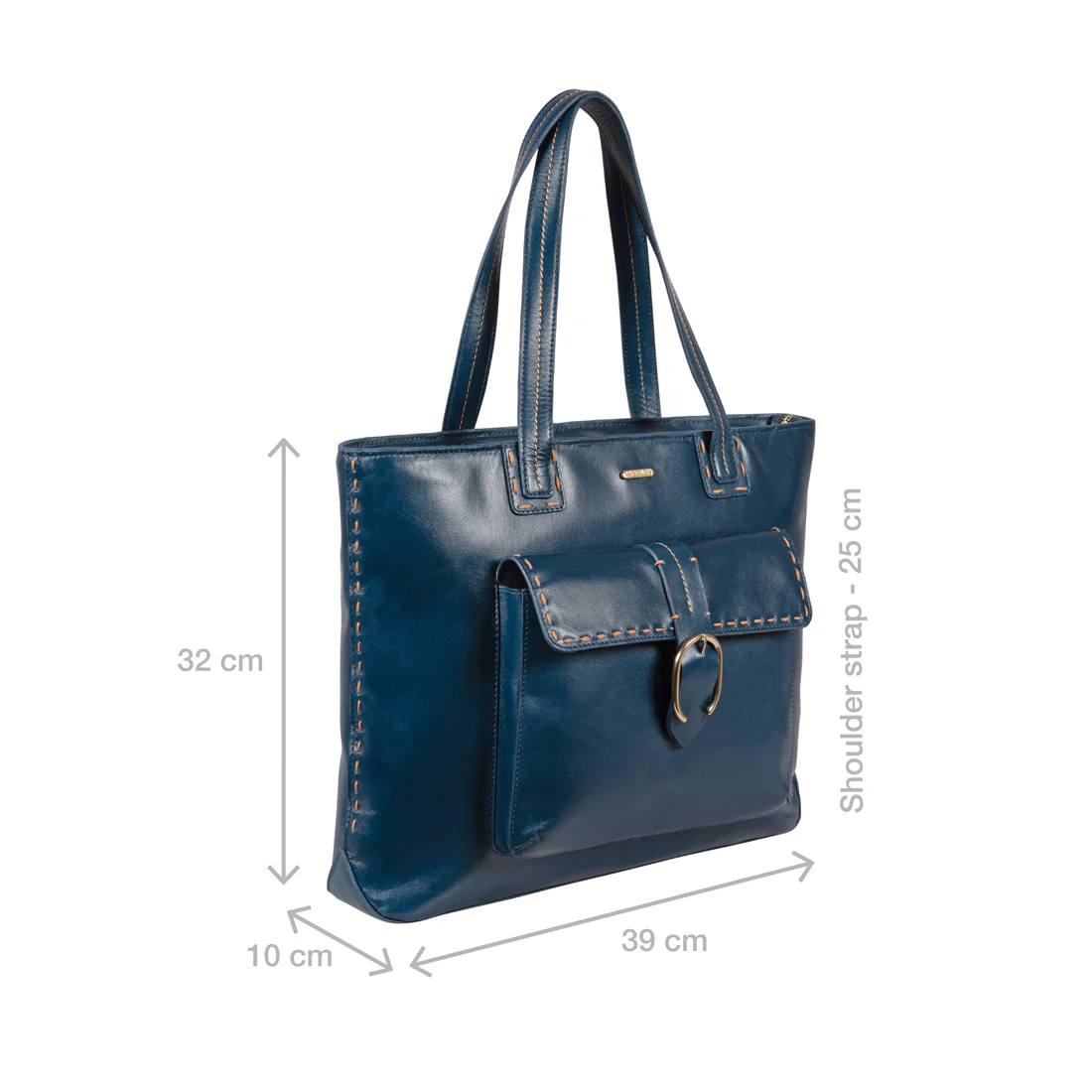 Lowell 02 Blue Leather Tote Bag - Image 4