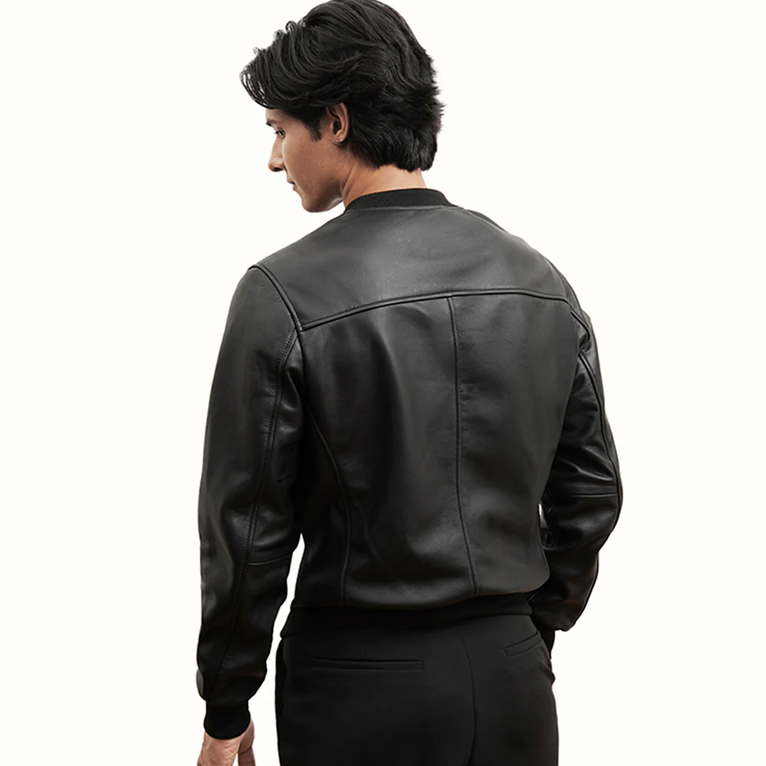 Lucca 01 Men's Black Bomber Style Leather Jacket - Image 3