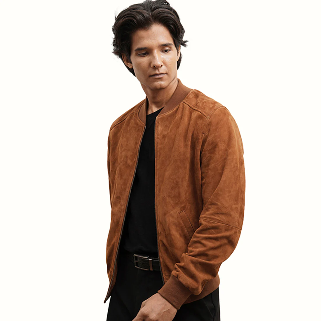 Lucca 02 Men's Brown Bomber Style Leather Jacket