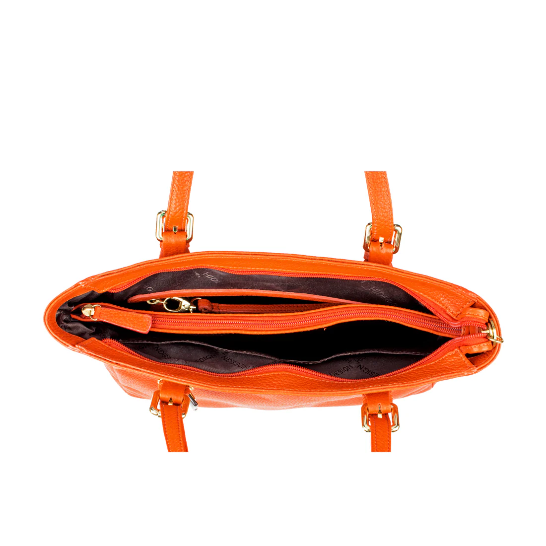 Lucia 01 Orange Leather Tote Bag - Image 4