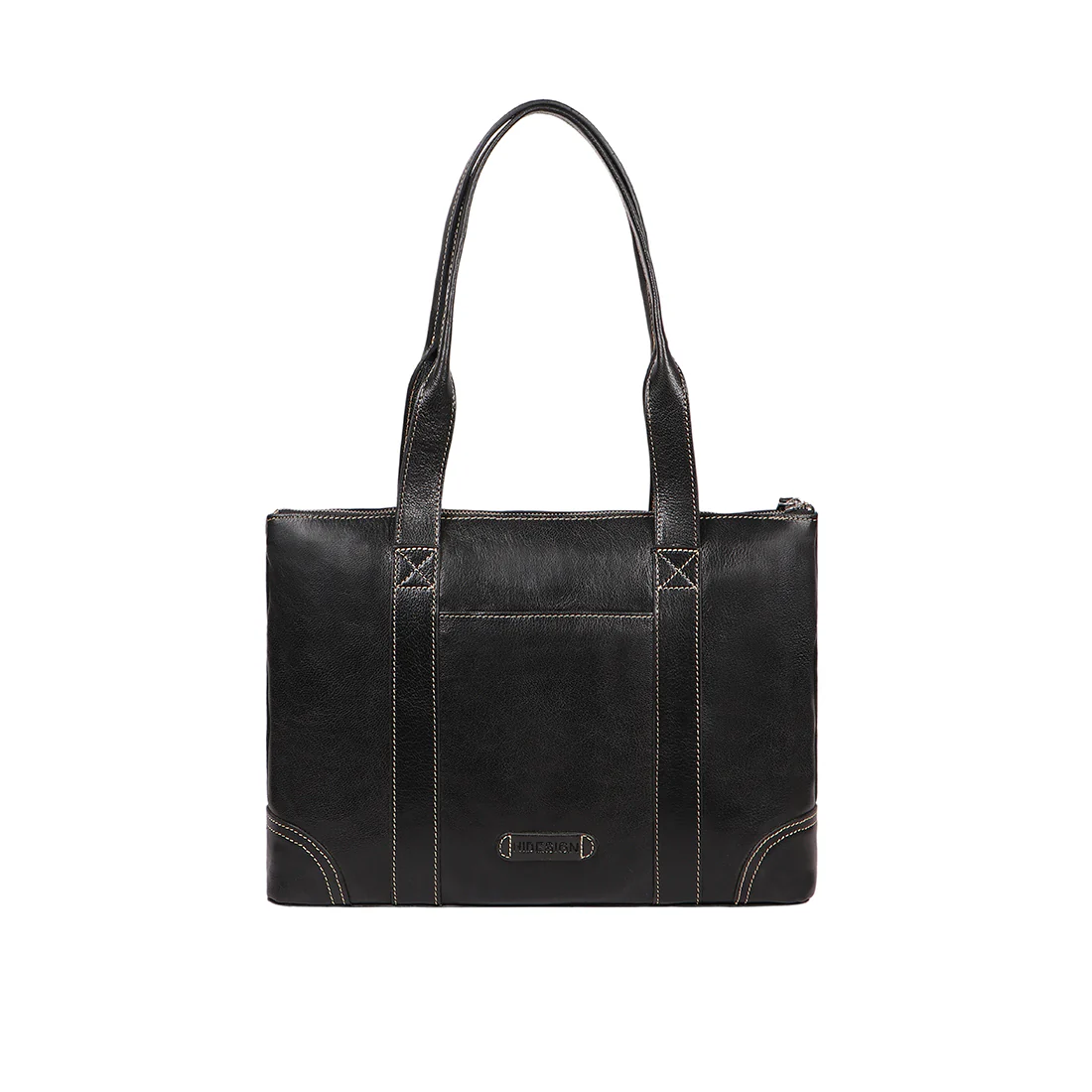 Malina 02 Black Leather Tote Bag - Image 4