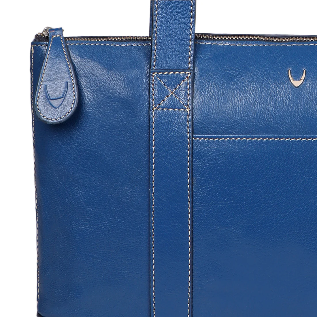 Malina 02 Blue Leather Tote Bag - Image 4