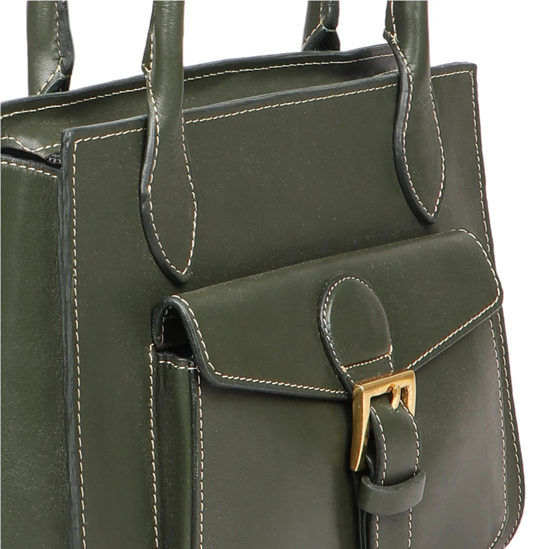 Malina 08 Green Leather Tote Bag - Image 5