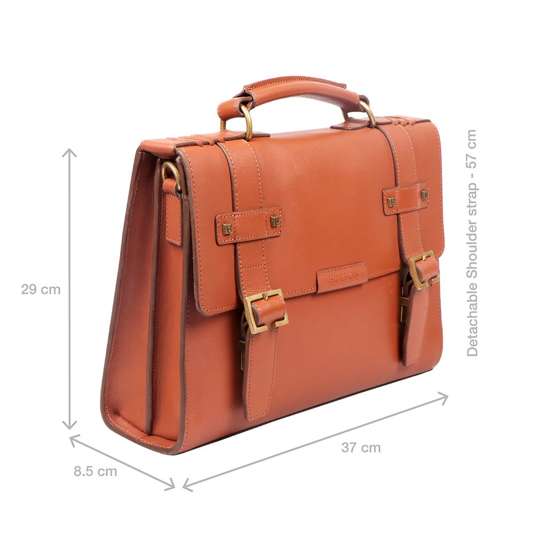 Mandela 02 Tan Leather  Messenger Bag - Image 3