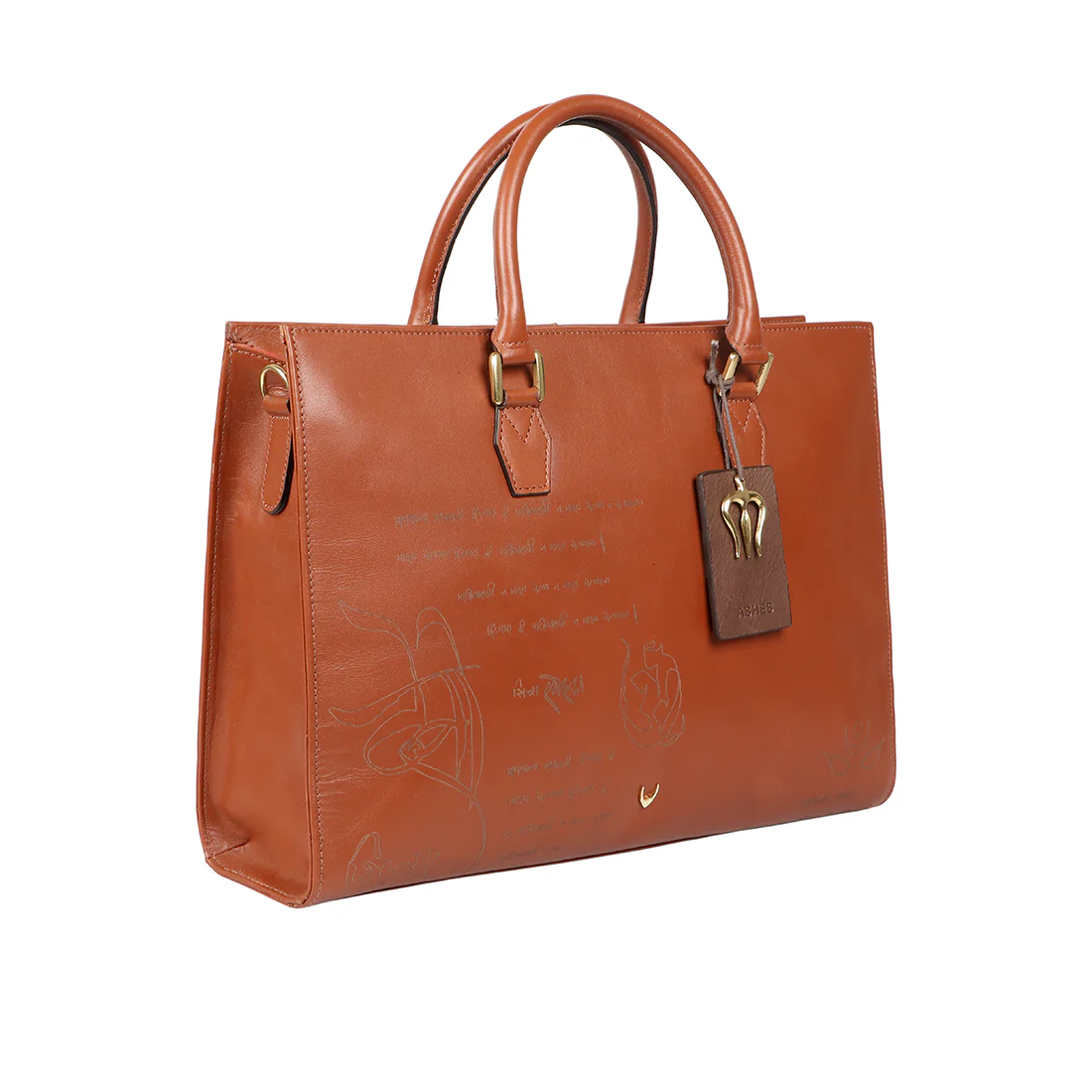Mantra 02 Tan Leather Laptop Bag - Image 2