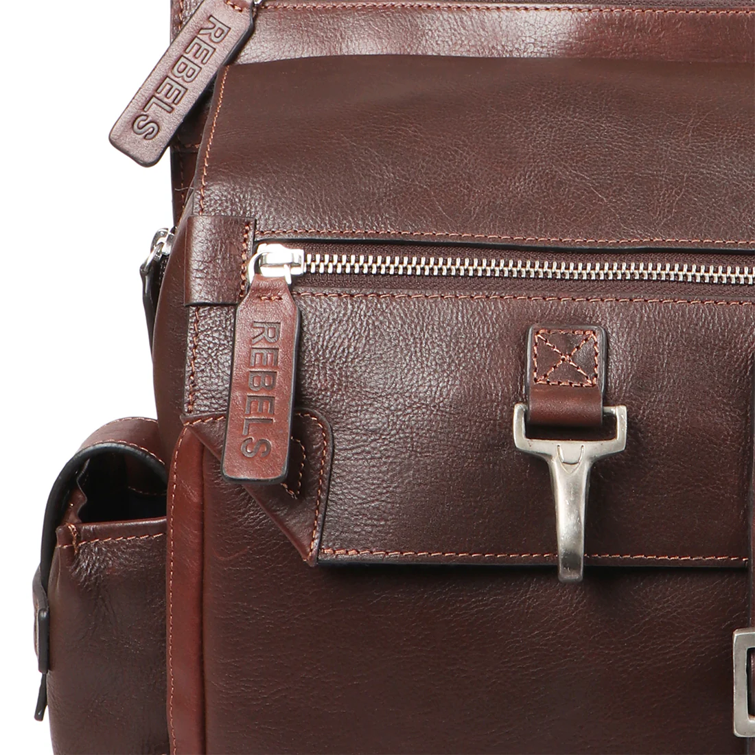 Mao 01 Brown Leather Backpack - Image 5