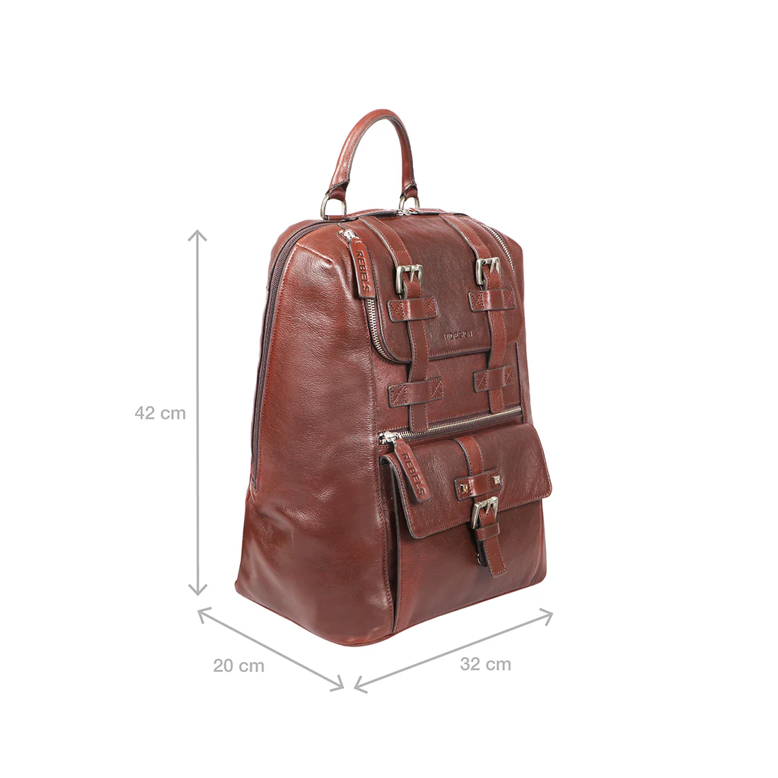 Mao 02 Brown Leather Backpack - Image 3