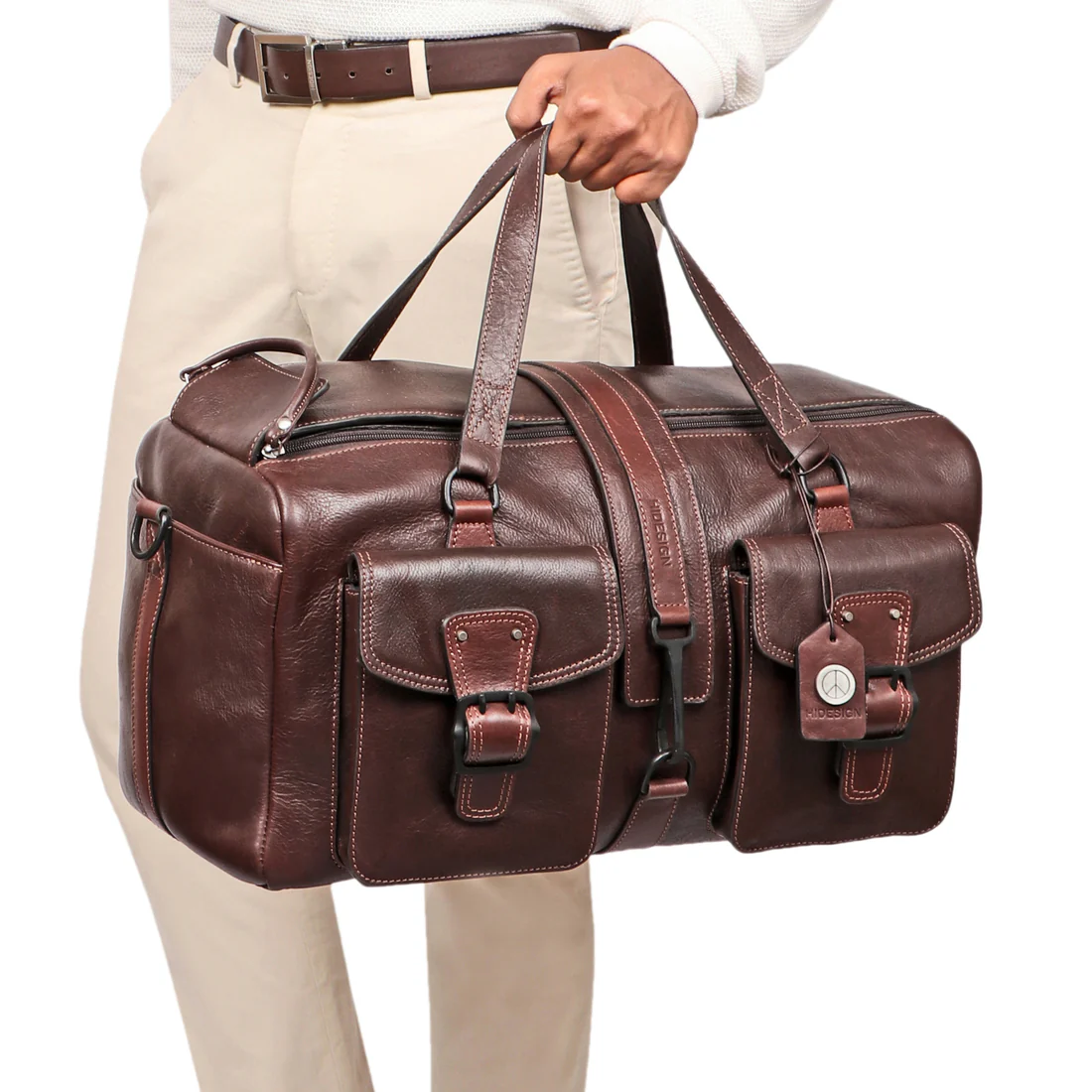 Mao 03 Brown Leather Duffle Bag