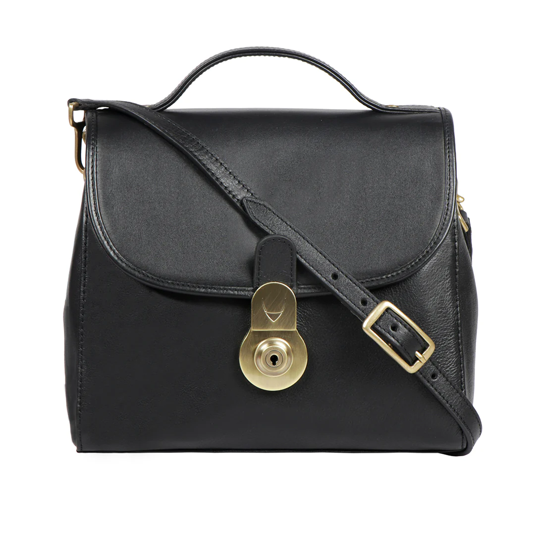Marina Black Leather Satchel