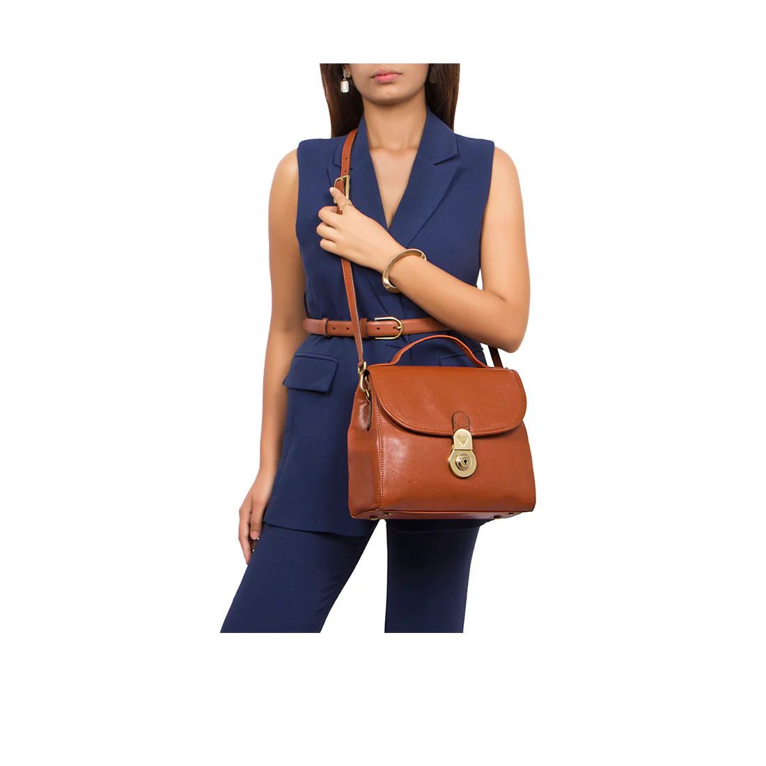 Marina Tan Leather Satchel - Image 2
