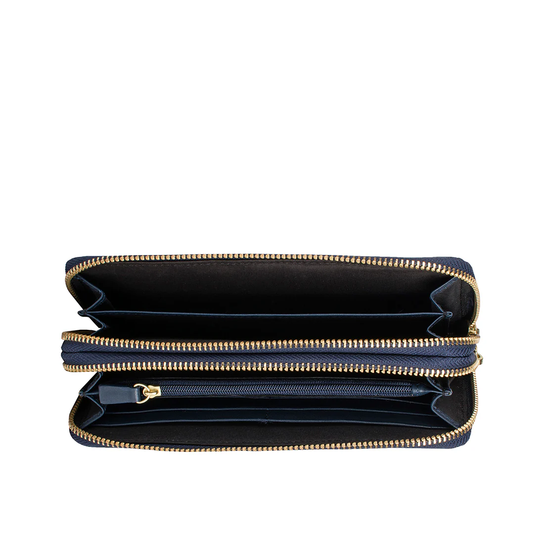 Martina  Blue Leather Double Zip Around Wallet - Image 5