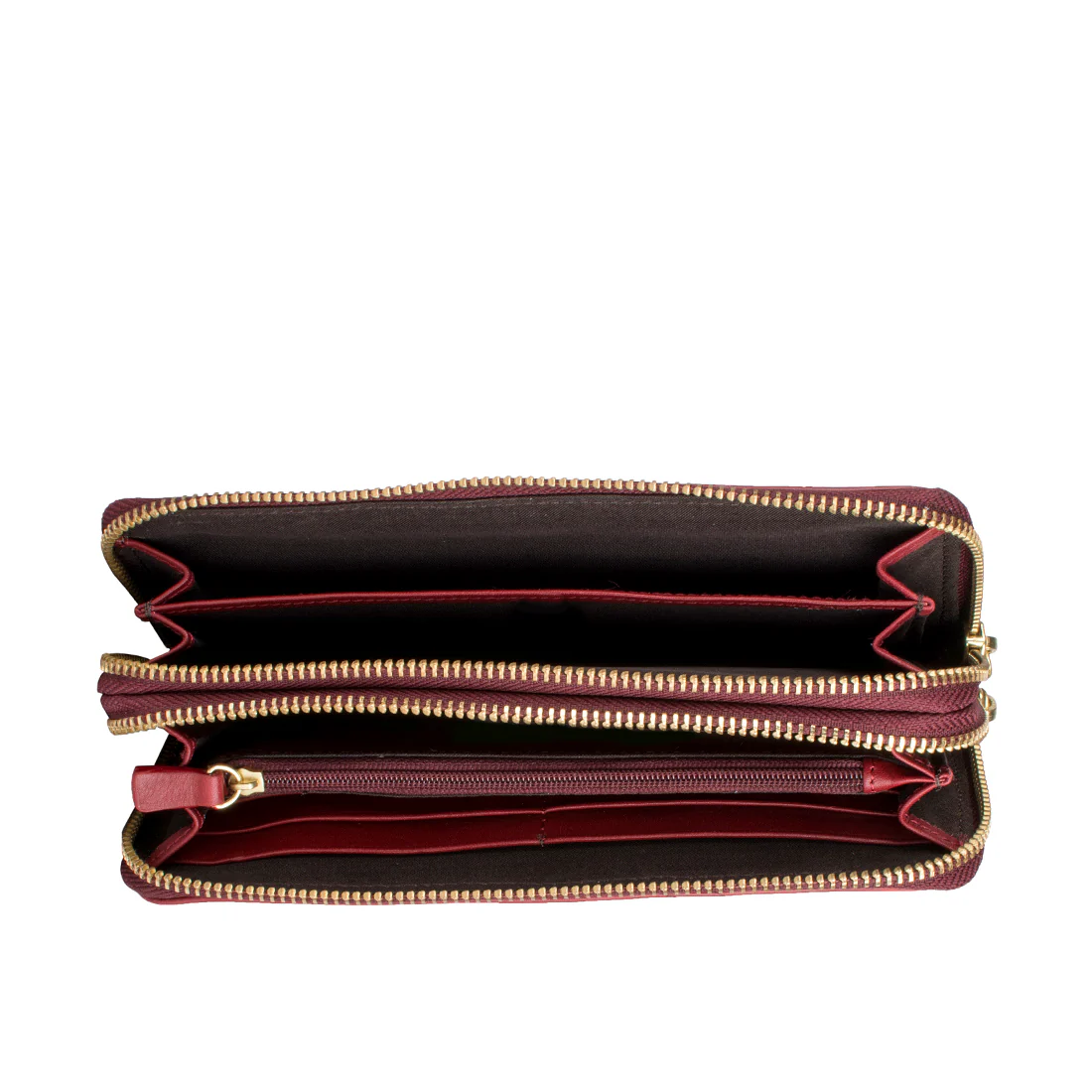 Martina Red Leather Double Zip Around Wallet - Image 4