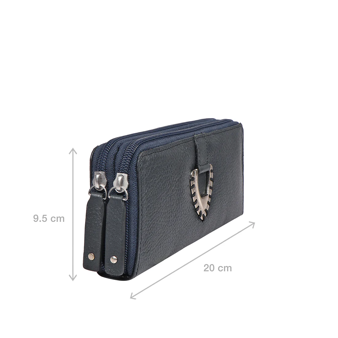Mendoza W5 Blue Leather Double Zip Around Wallet - Image 3