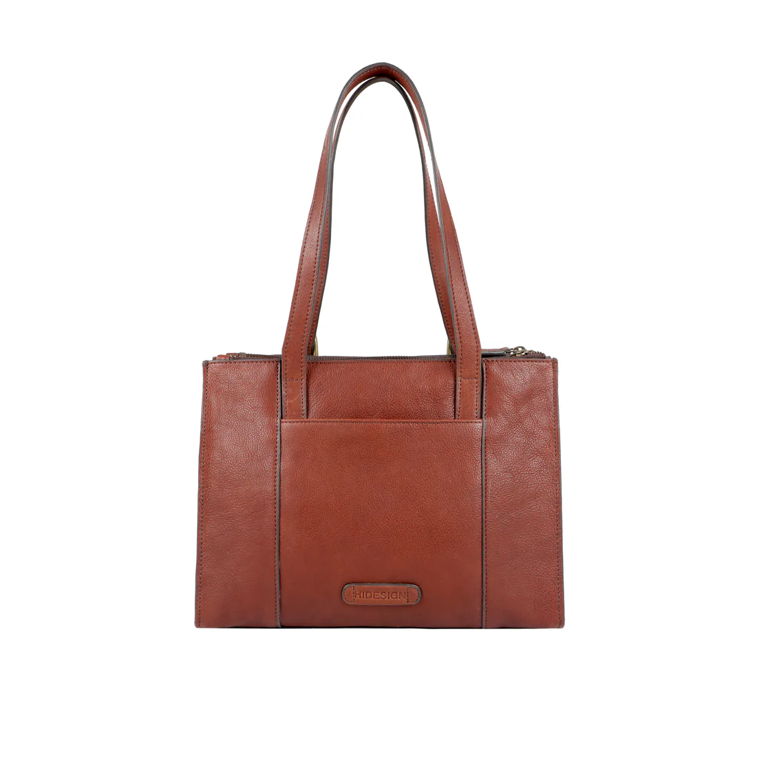 Metal 01 Brown Leather Tote Bag - Image 3