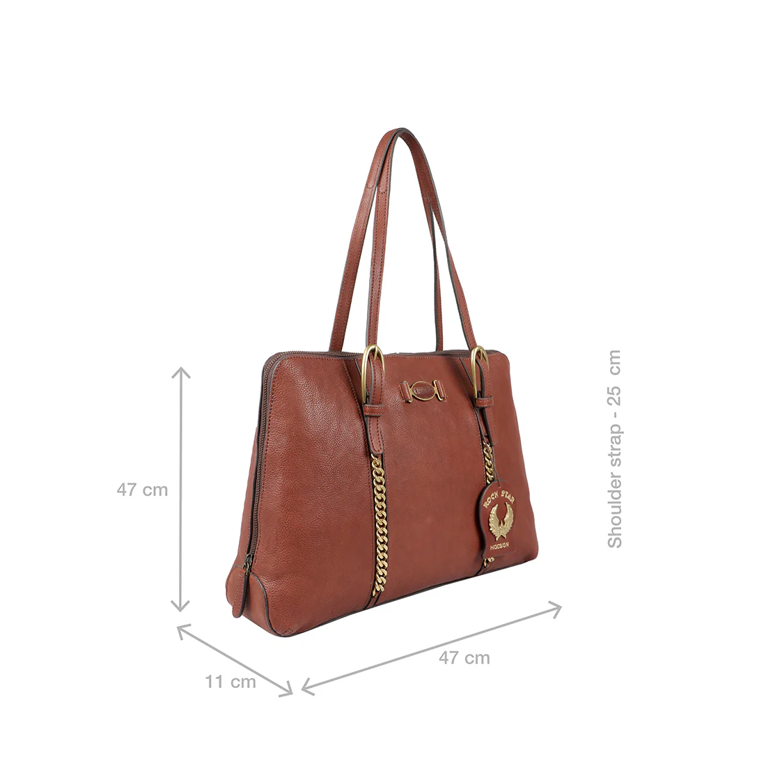 Metal 03 Brown Leather Laptop Bag - Image 3