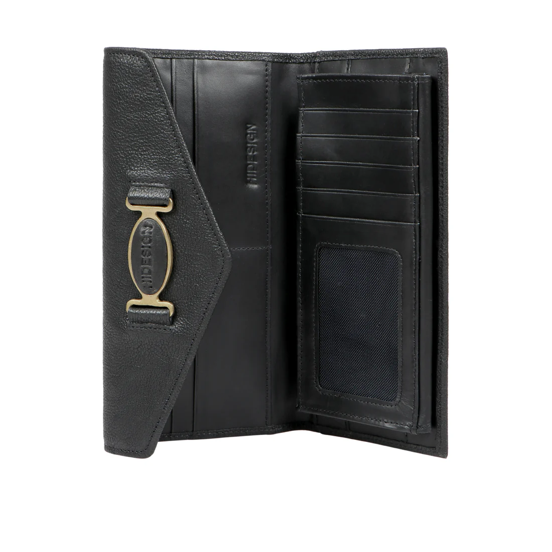 Metal W2  Black Leather Trifold Wallet - Image 5