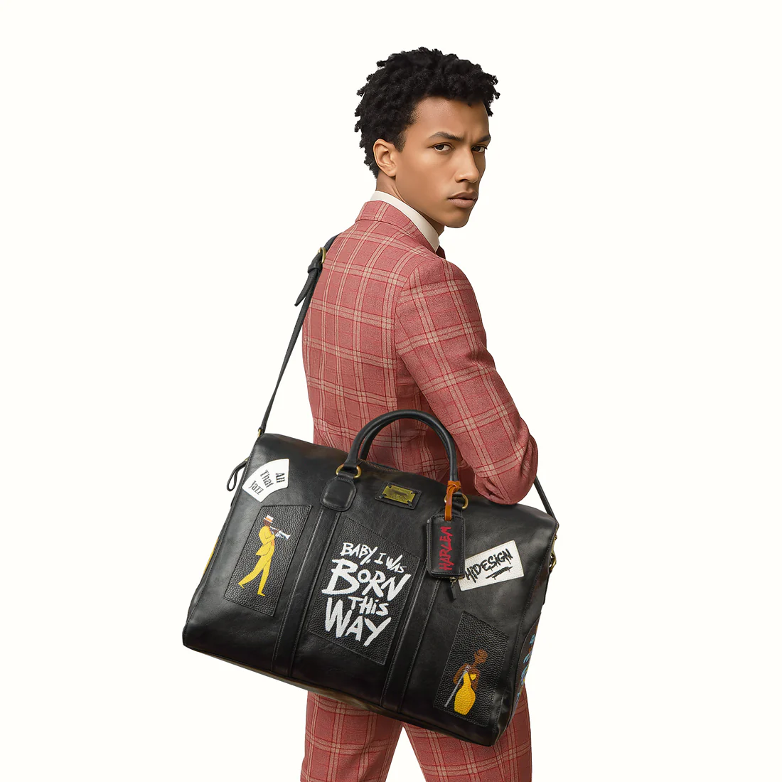 Mj 03 Black Leather Duffle Bag - Image 2