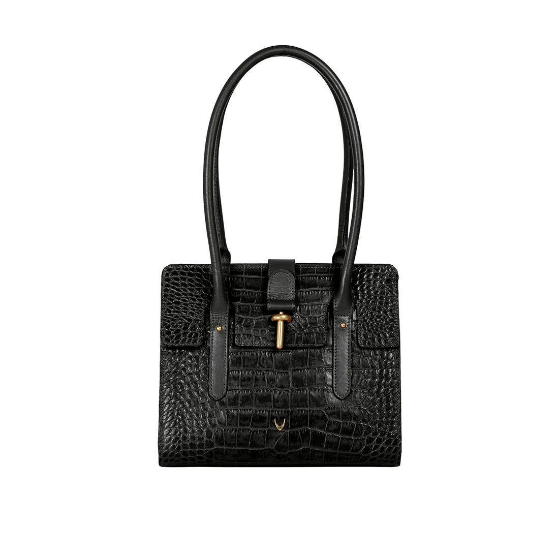 Mocha 01 Black Leather Shoulder Bag - Image 2