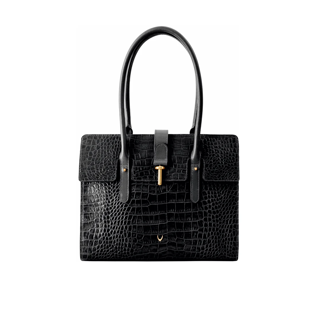 Mocha 02 Black Leather Tote Bag