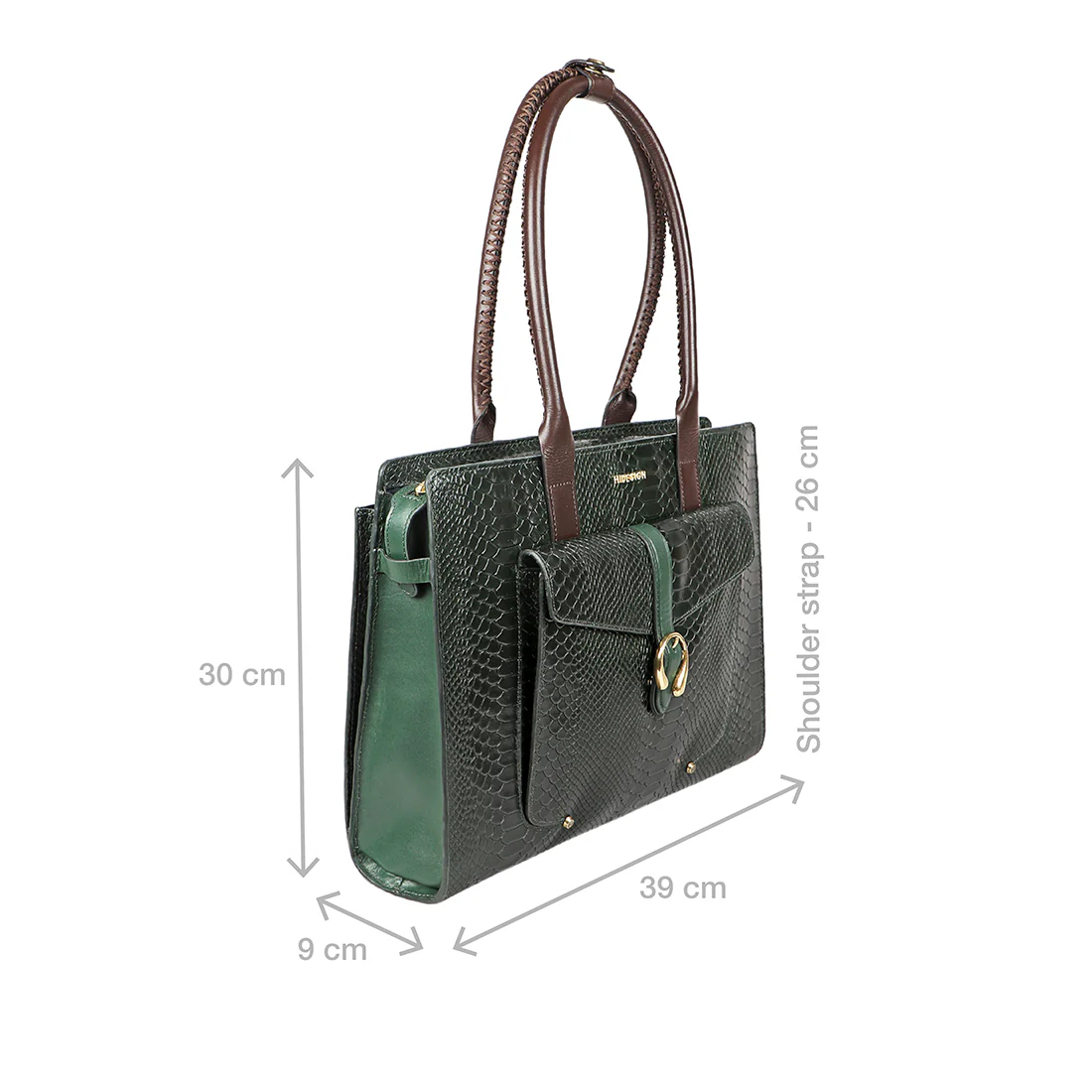 Modesto Green Leather Tote Bag - Image 3