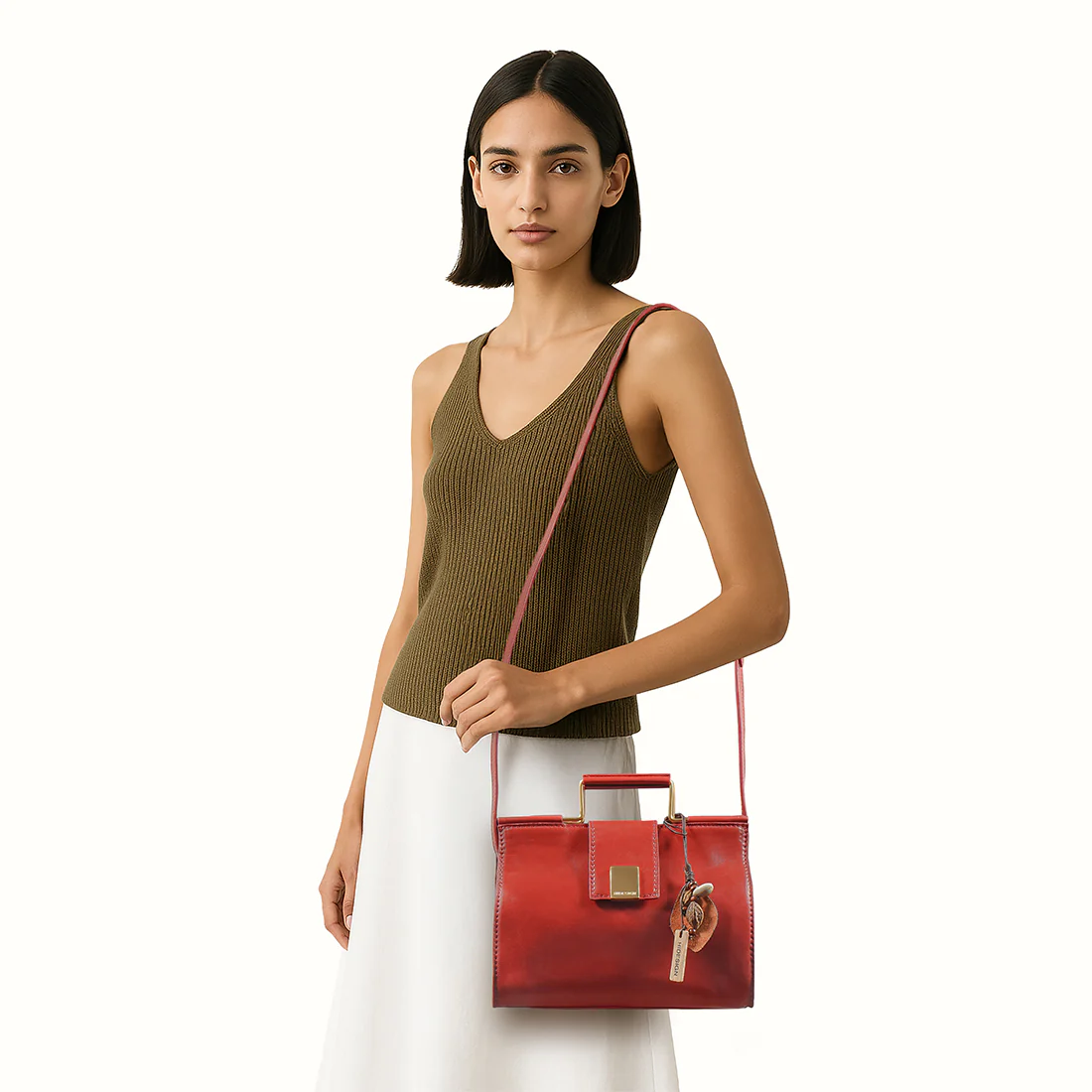 Mosaic 01 Red Leather Sling Bag - Image 2